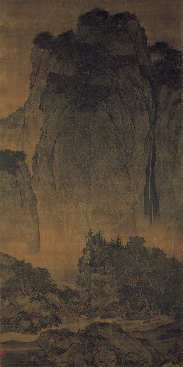 山脉和溪流中的旅行者 作者 范宽