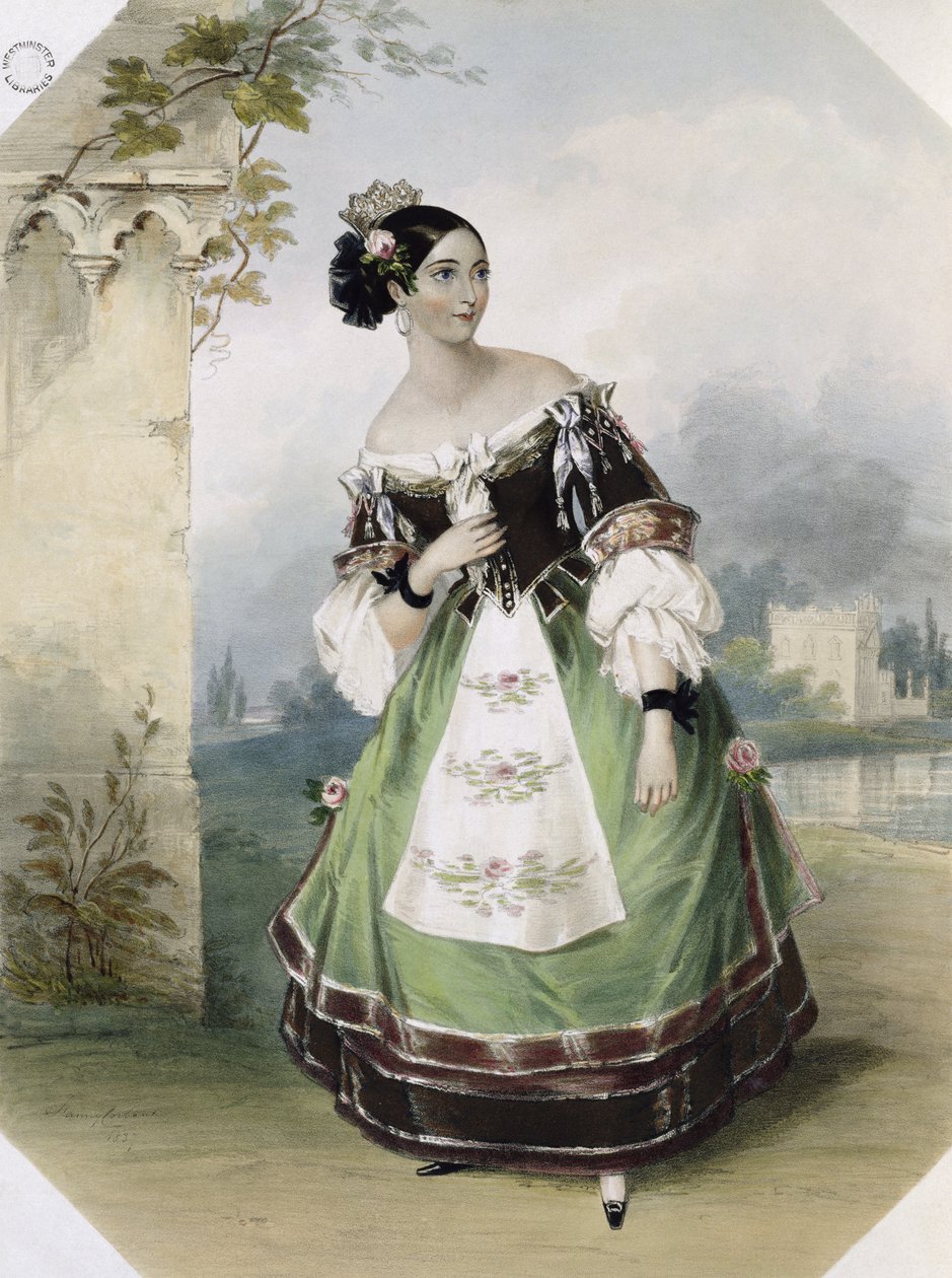 Emma Albertazzi饰演&39;Don Giovanni&39;中的Zerlina，由Charles Joseph Hullmandel（1789-1850）1837年印刷 作者 范妮·考伯特