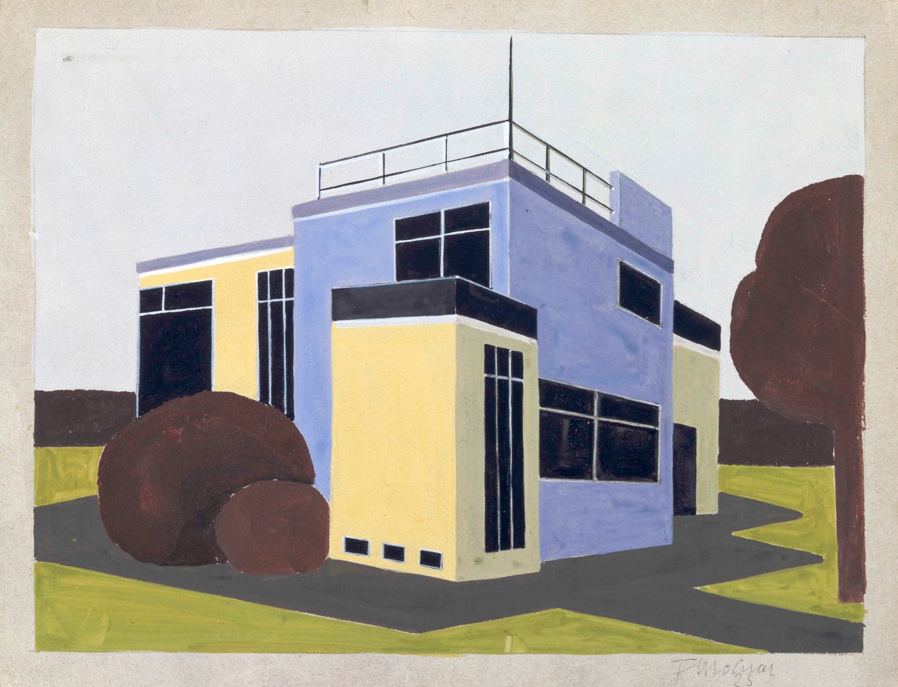《独立式住宅设计》，1923年。 作者 法尔卡斯·莫尔纳