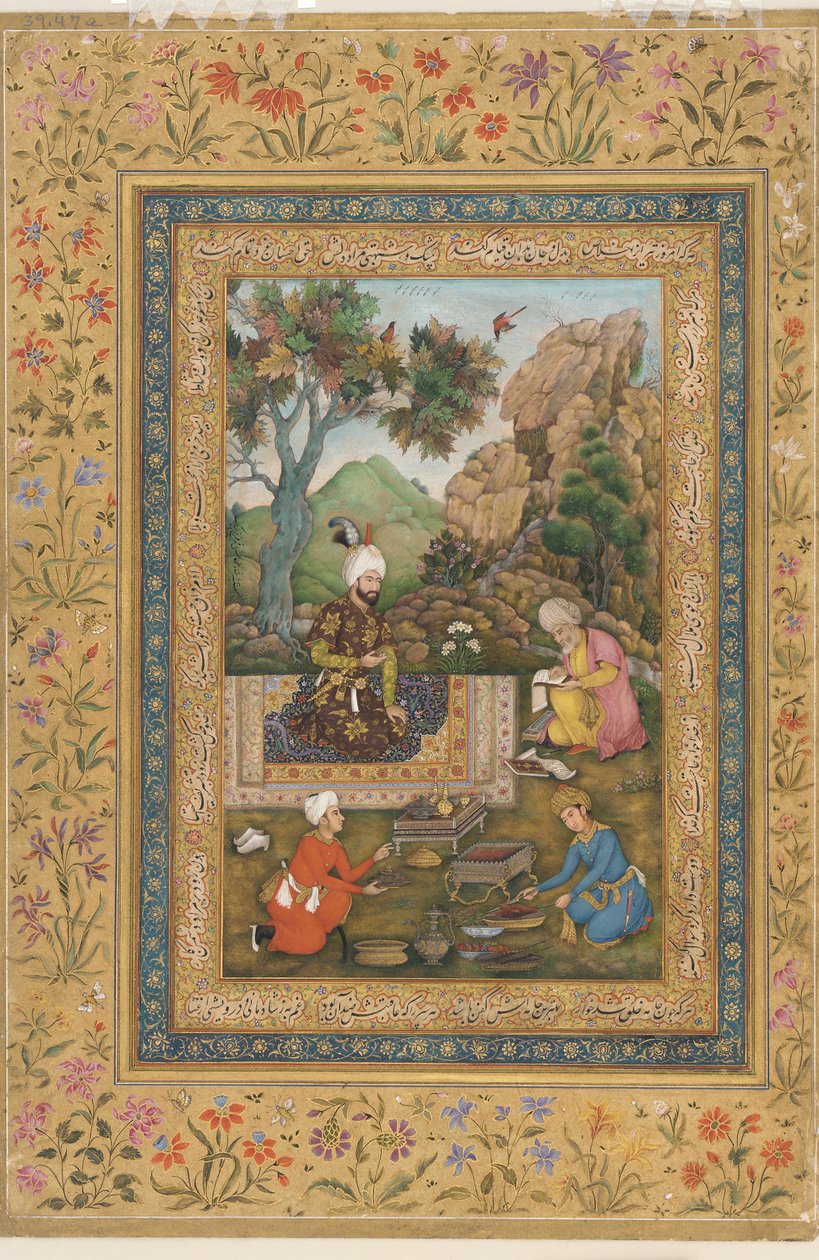 山上的Shah Tahmasp，c.1620（纸上的颜色和金色） 作者 法鲁克·贝格