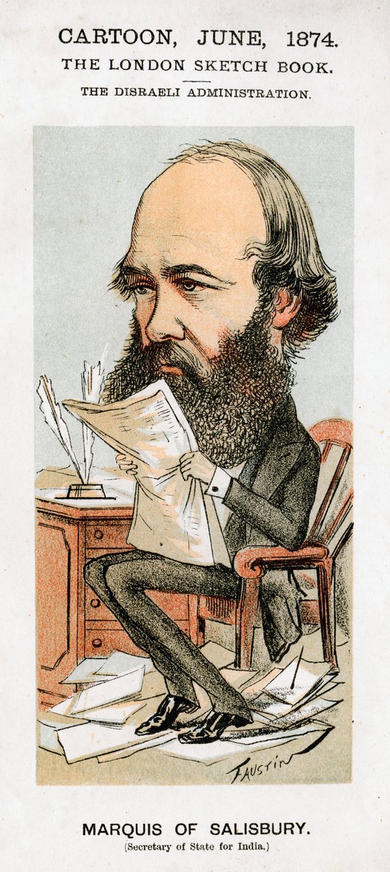 罗伯特·阿瑟·塔尔伯特·加斯科因·塞西尔（Robert Arthur Talbot Gascoyne-Cecil），英国政治家索尔兹伯里三世侯爵，1874年。 作者 福斯汀