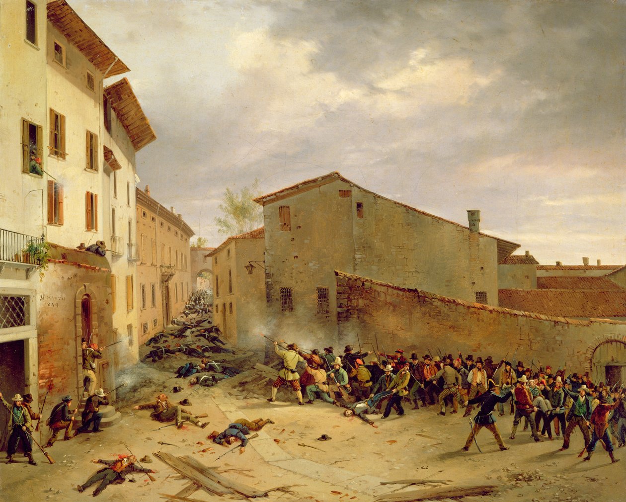 1849年3月31日在布雷西亚的Via delle Consolazione战役 作者 福斯蒂诺·乔利