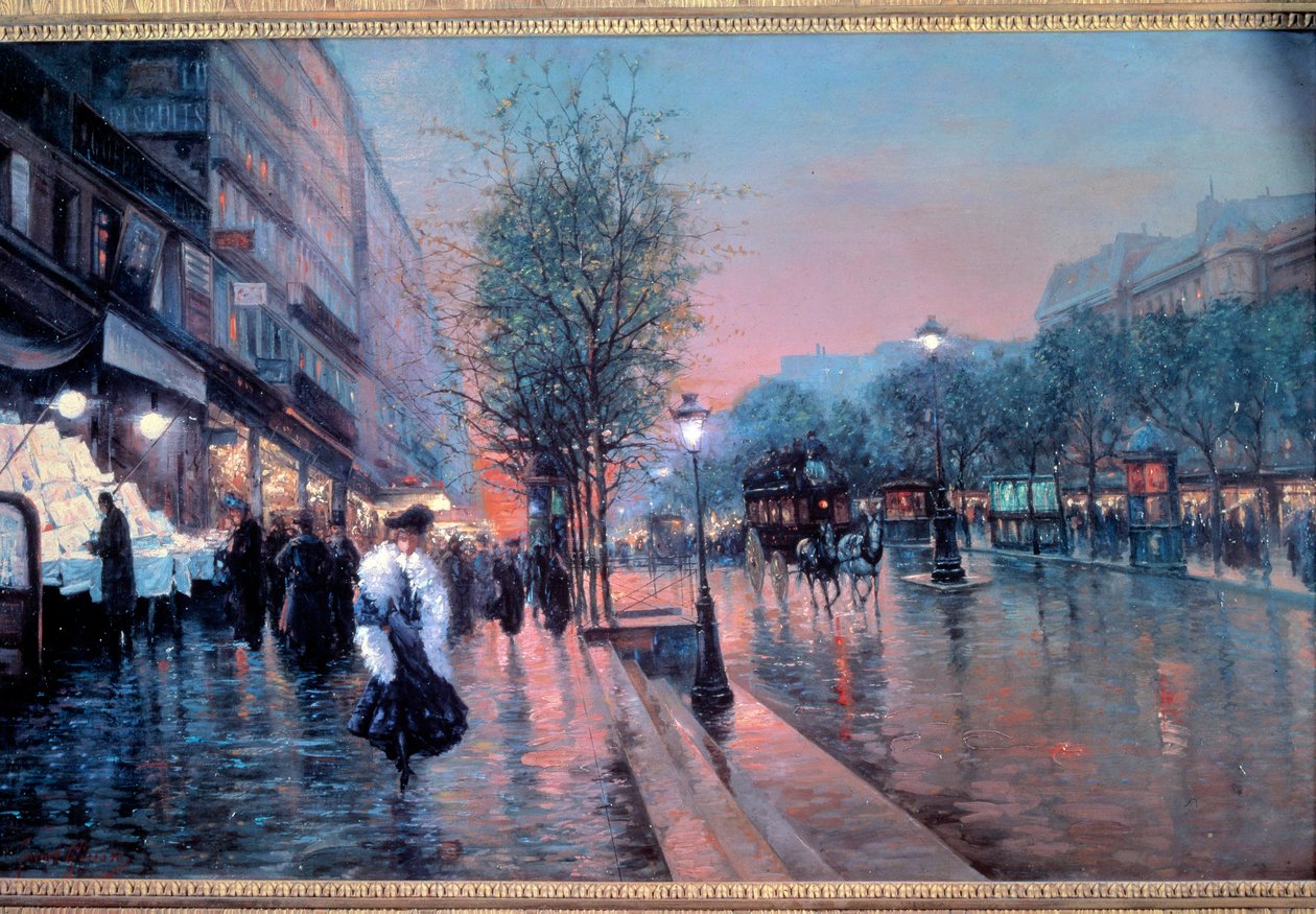 Fausto Giusto（20 世纪）的巴黎大大道景观。 1900 私人收藏 作者 福斯托·朱斯托