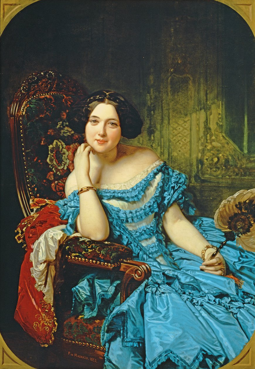1853年，Amalia de Llano y Dotres，Vilches伯爵夫人的肖像 作者 费德里科·德·马达拉佐·昆茨