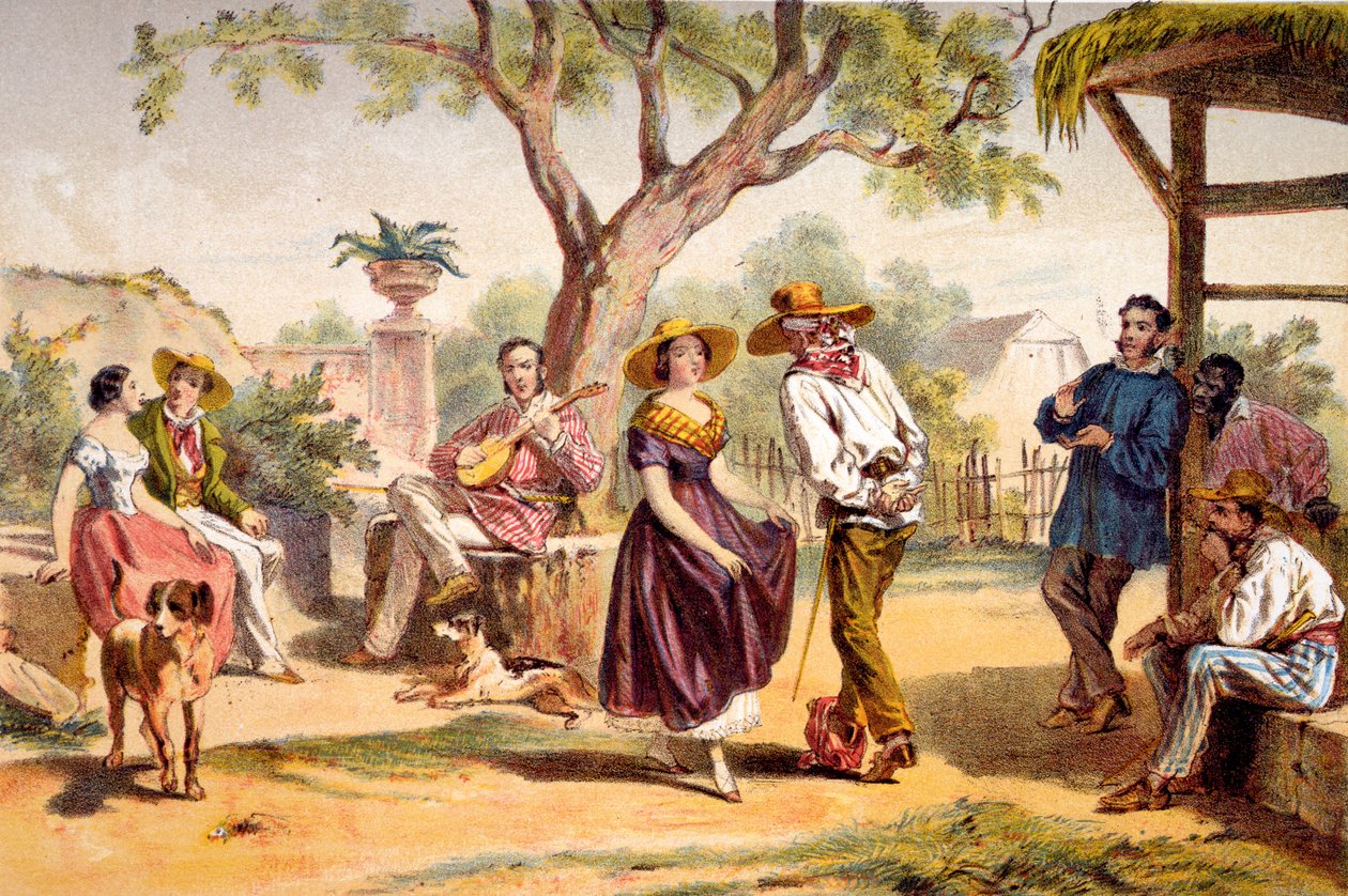 萨帕塔多 - 民族舞蹈，1840年 作者 费德里科·米里亚（Federico Mialhe）