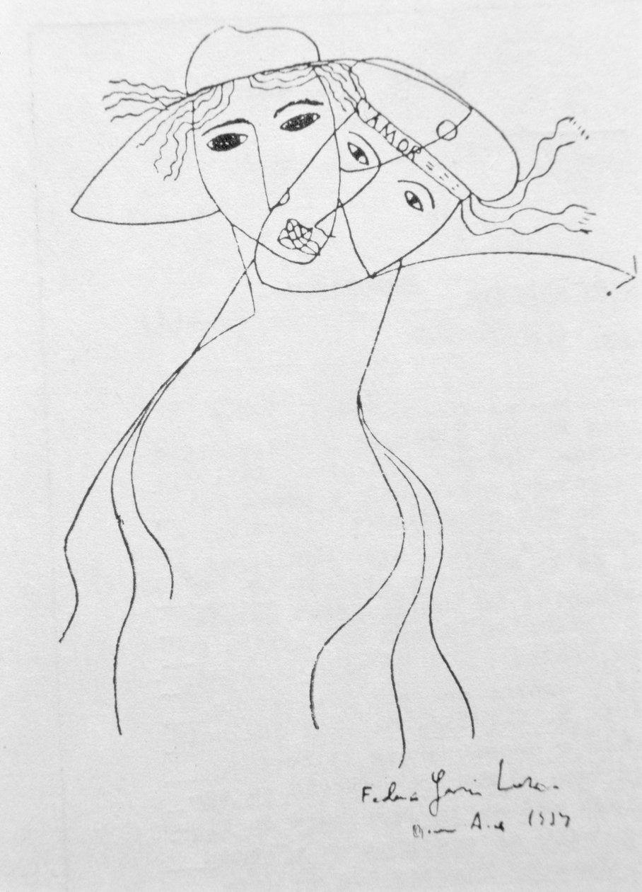为描绘他在布宜诺斯艾利斯创作的一首诗而绘制的图画 作者 费德里科·加西亚·洛尔卡（Federico Garcia Lorca）