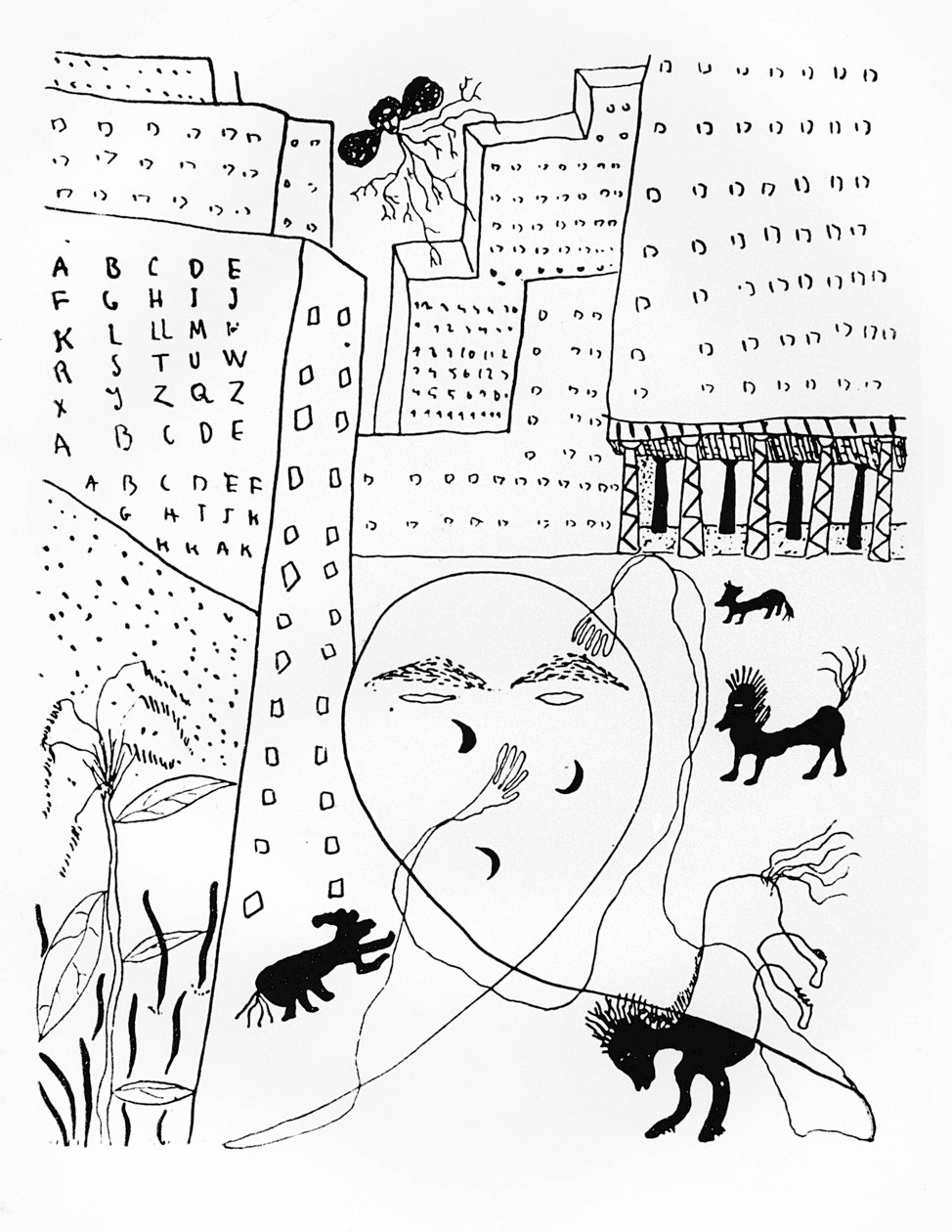 诗人Federico Garcia Lorca（1898-1936）的自画像在纽约，30年代 作者 费德里科·加西亚·洛尔卡（Federico Garcia Lorca）