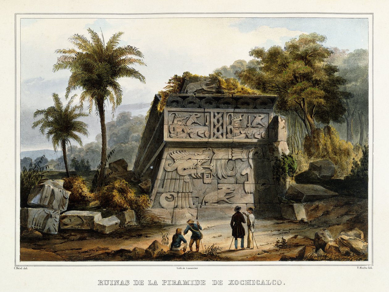 1839年的霍奇卡尔科金字塔废墟？ 作者 费德里科·米里亚（Federico Mialhe）