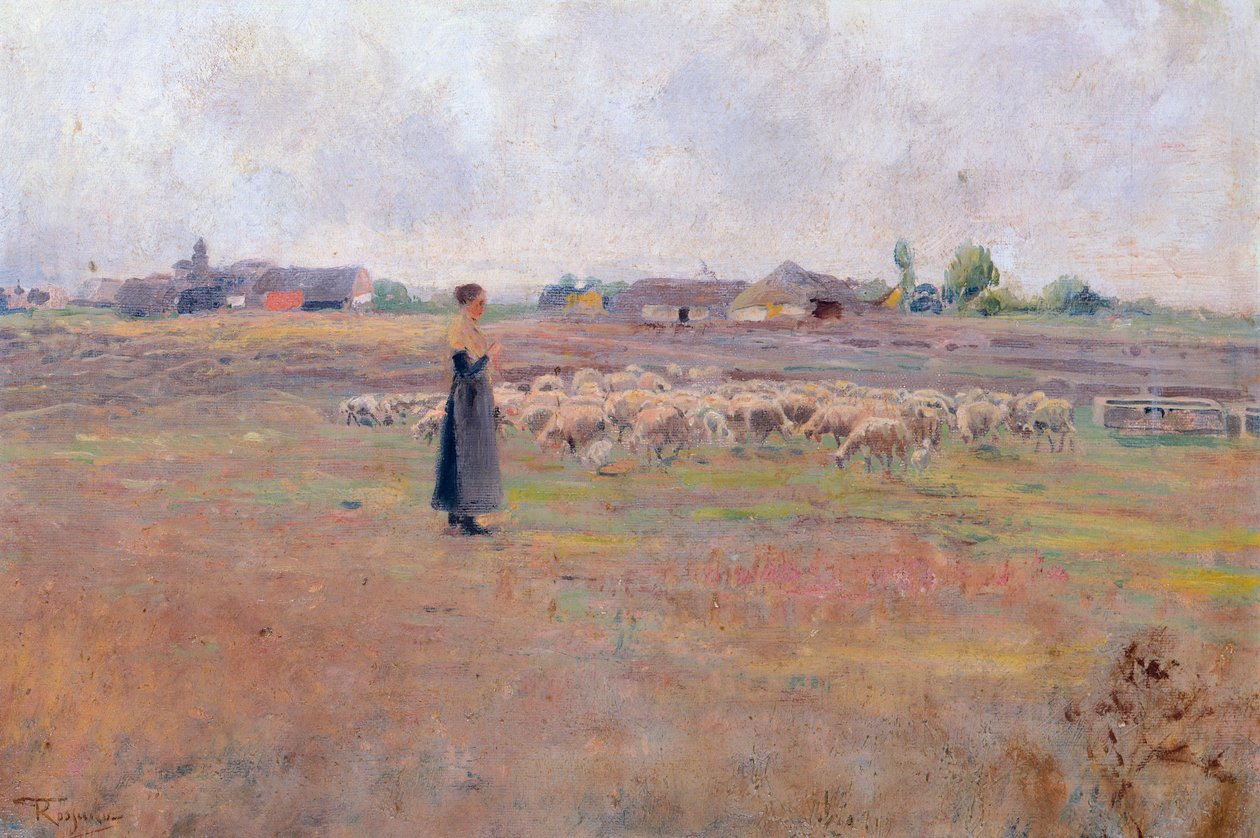 傍晚的和平》，费德里科-罗萨诺（1835-1912），纸板上的油画，28x46.8厘米 作者 费德里科·罗萨诺