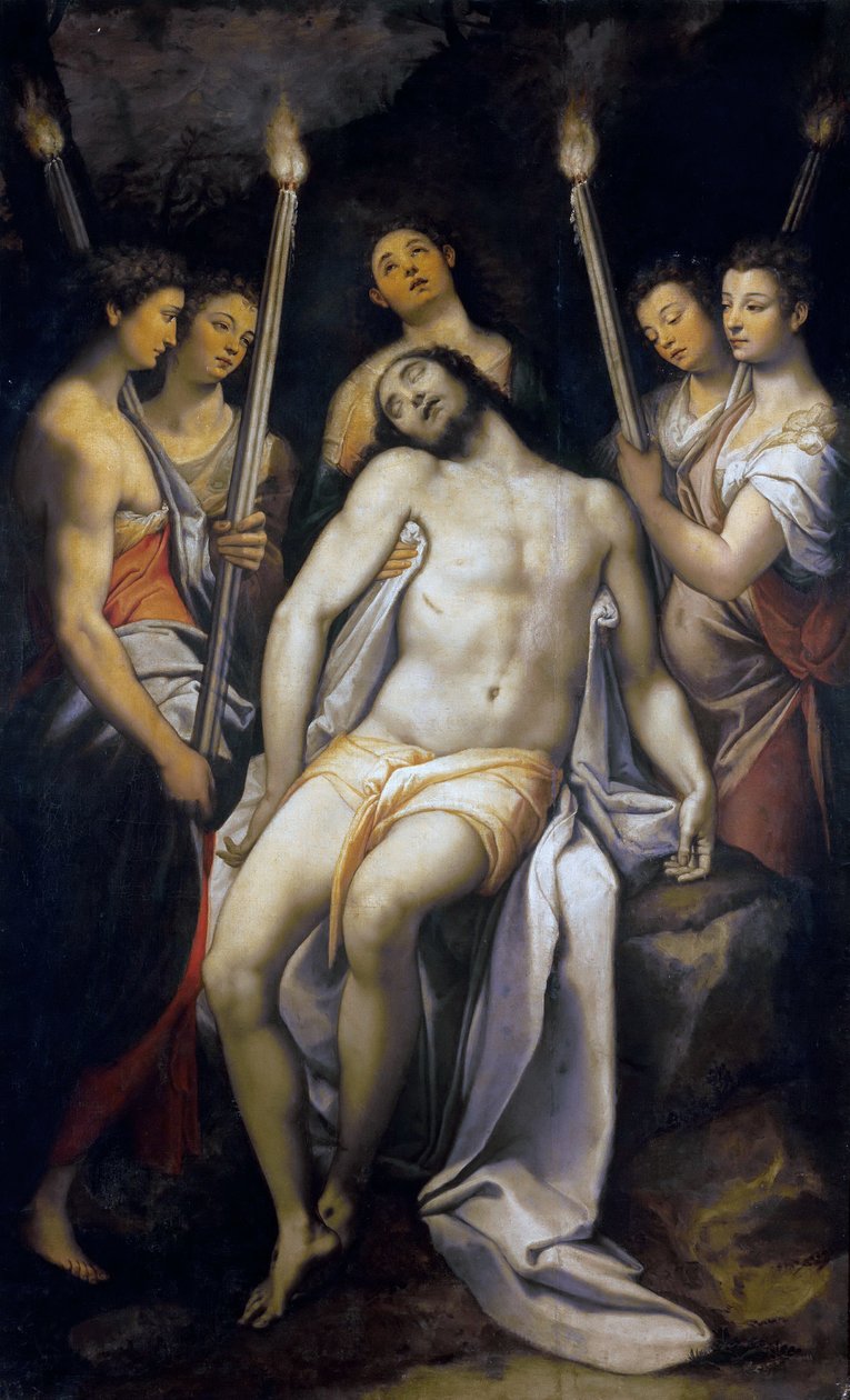 由天使支撑的死亡基督，1566-1568。 作者 费德里科·祖卡里（Federico Zuccari）