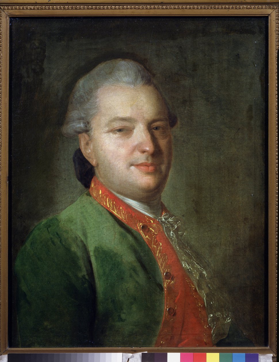 诗人 Vassili Maikov（1728-1778 年）的肖像。费多尔（费多尔或费奥多尔）-斯捷潘诺维奇-罗科托夫（1735-1808 年）的绘画，纸上水彩，1760 年末。俄罗斯 18 世纪艺术。莫斯科国立特列季亚科夫美术馆。 作者 费多·斯蒂芬诺维奇·罗科托夫（Fedor Stepanovich Rokotov）