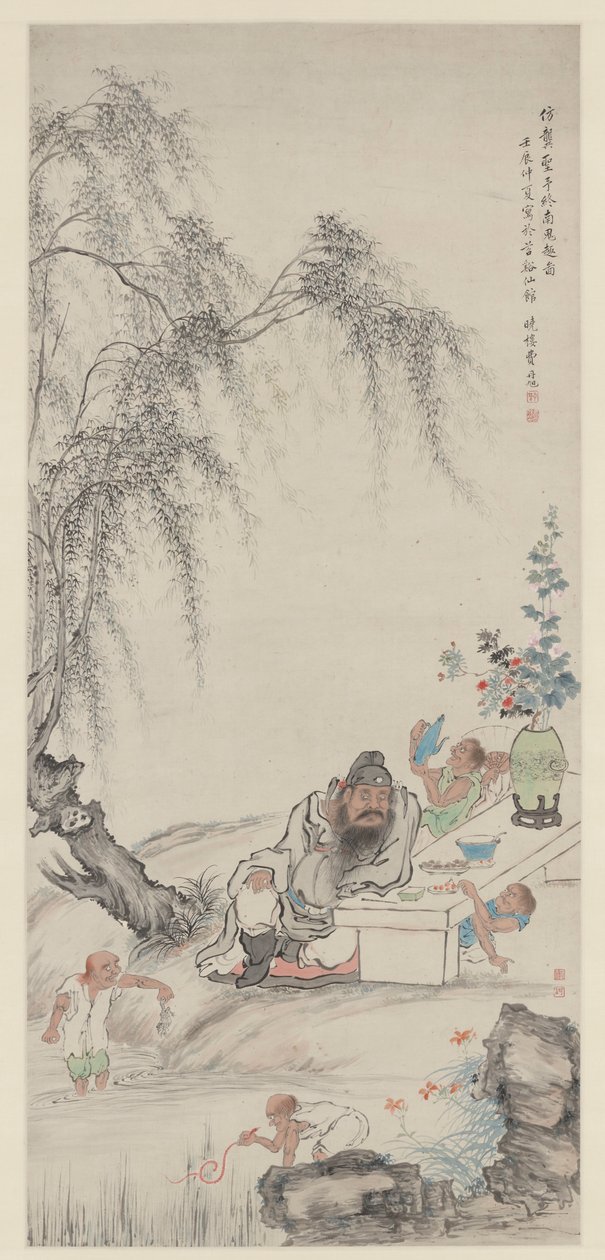 钟and和他在柳树下的助手 作者 费丹旭
