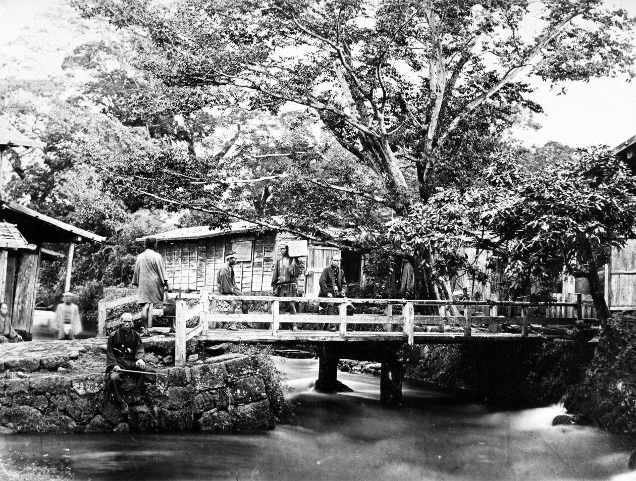 在Omia镇入口处的桥，1860年代 作者 菲利斯·比托（Felice Beato）