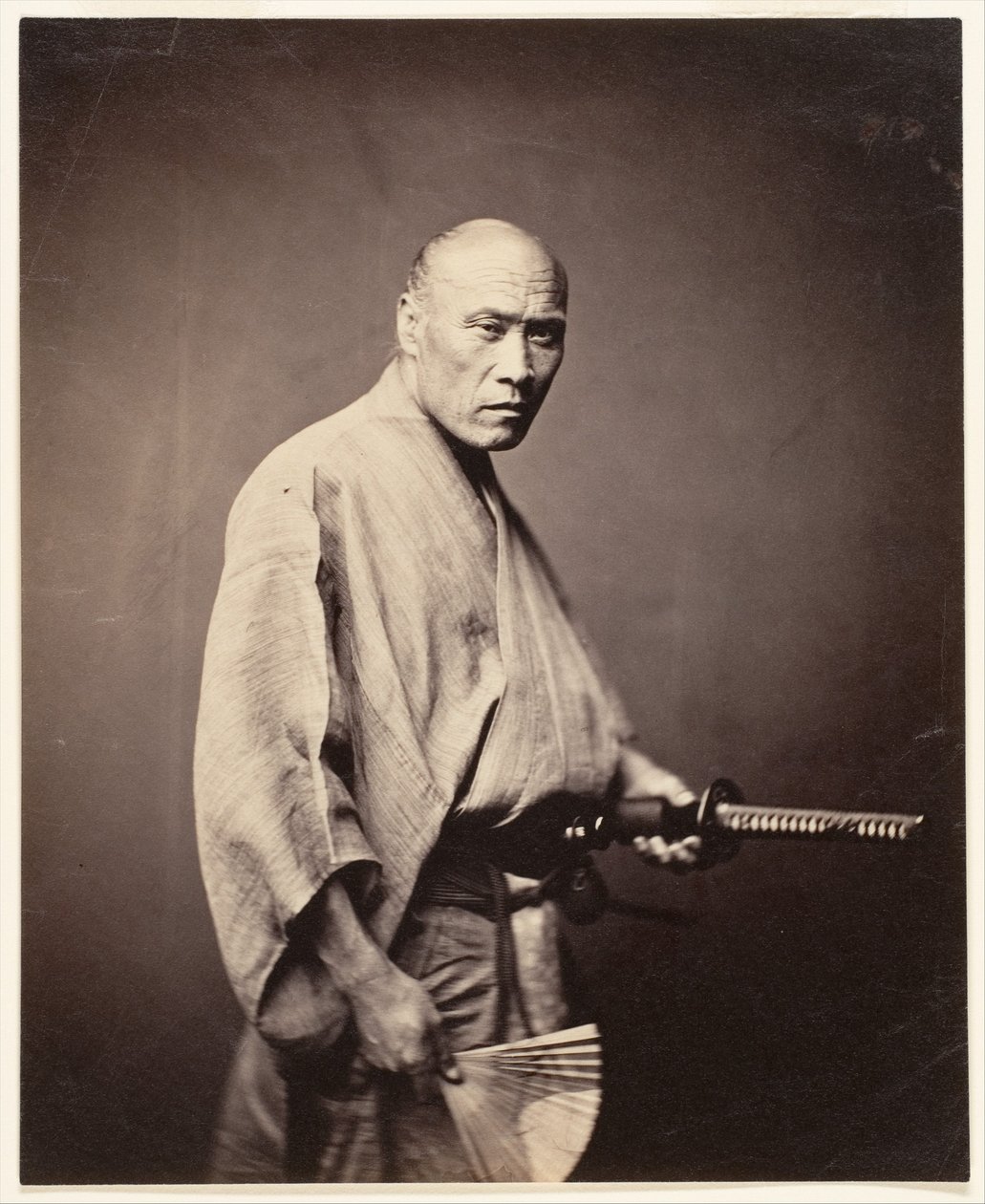 武士，横滨（1864-65 年）（银画册印刷品） 作者 费利斯 (1825 c.1908) 比托