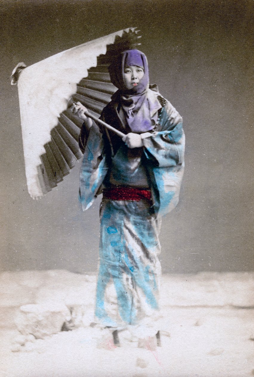 Museme，穿着冬衣的女人，日本，1882年 作者 菲利斯·比托（Felice Beato）