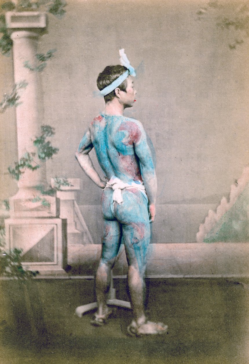 日本新郎纹身的纹身，日本，1882年 作者 菲利斯·比托（Felice Beato）