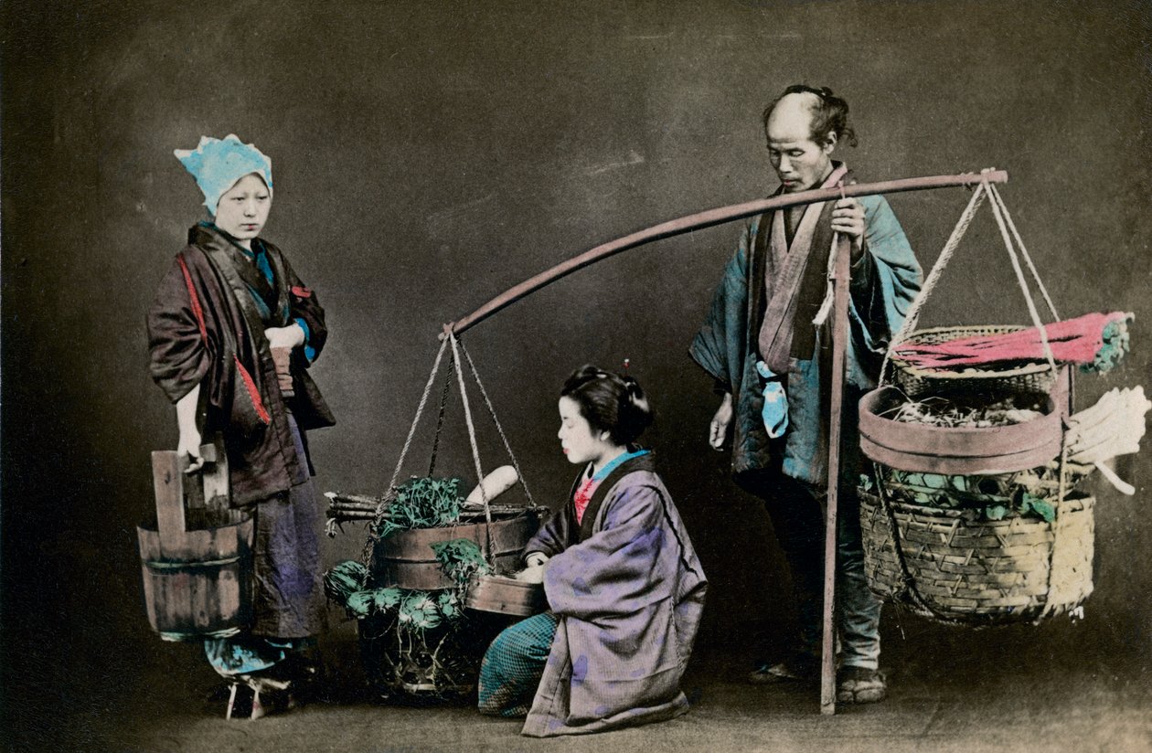 蔬菜小贩，日本，1882年 作者 菲利斯·比托（Felice Beato）