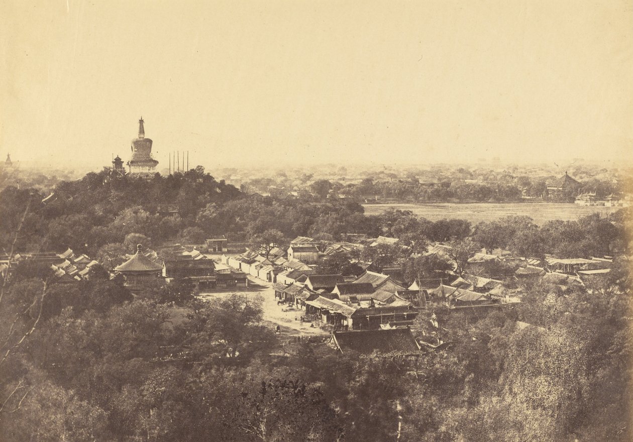 花园和佛教寺庙的风景，北京，1860年10月 作者 菲利斯·比托（Felice Beato）