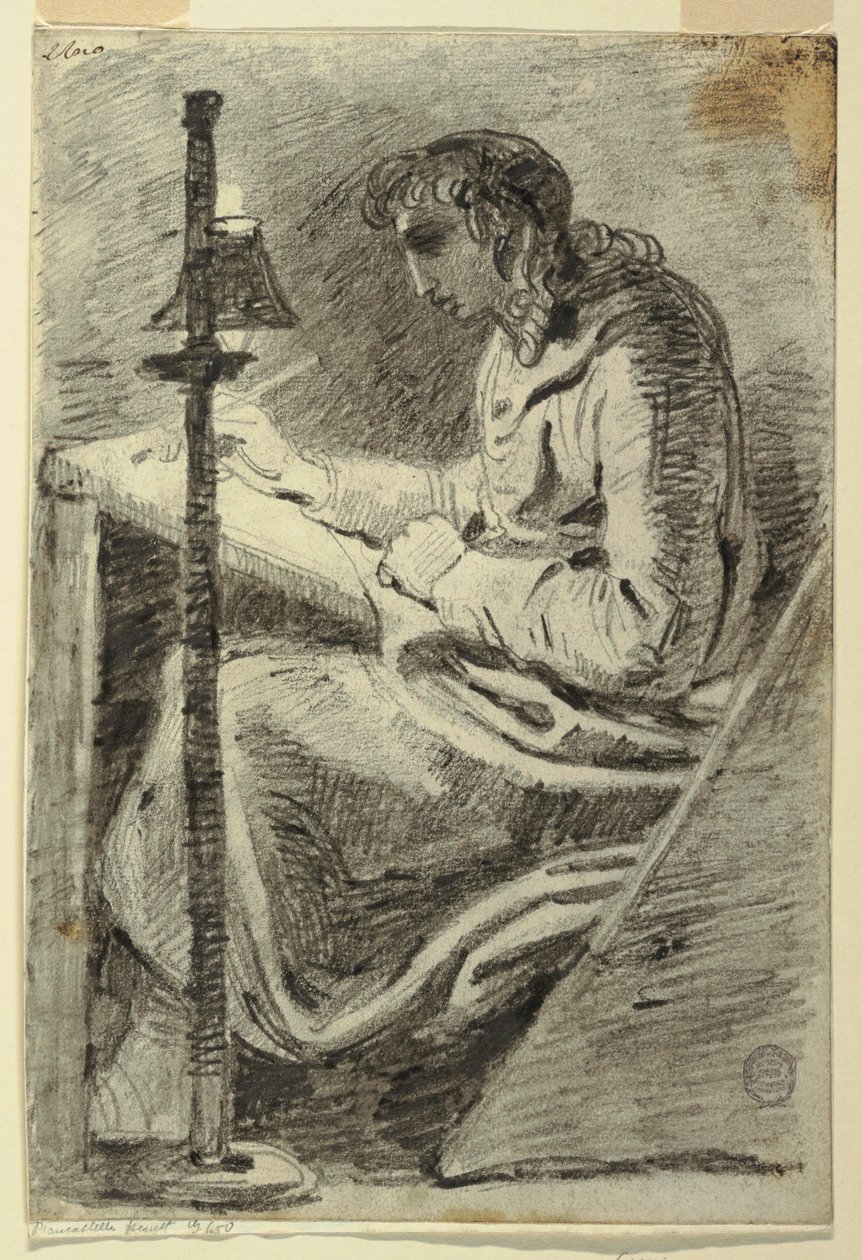 绘画，1800-1820 年灯下绘画的艺术家 作者 菲利斯·贾尼