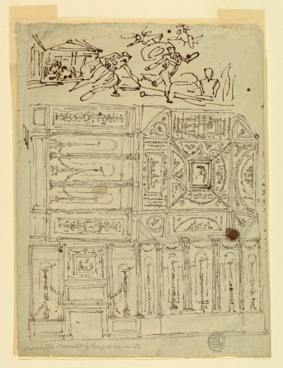 素描，阿塔兰特和希波美尼斯，约 1800 年 作者 菲利斯·贾尼