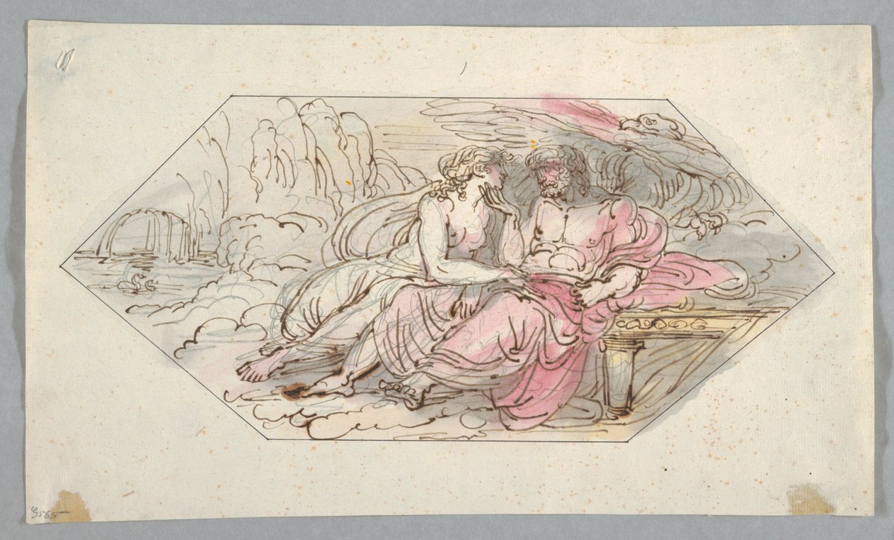 图画，朱庇特安慰恳求的女神，可能是维纳斯，1796-98 年 作者 菲利斯·贾尼