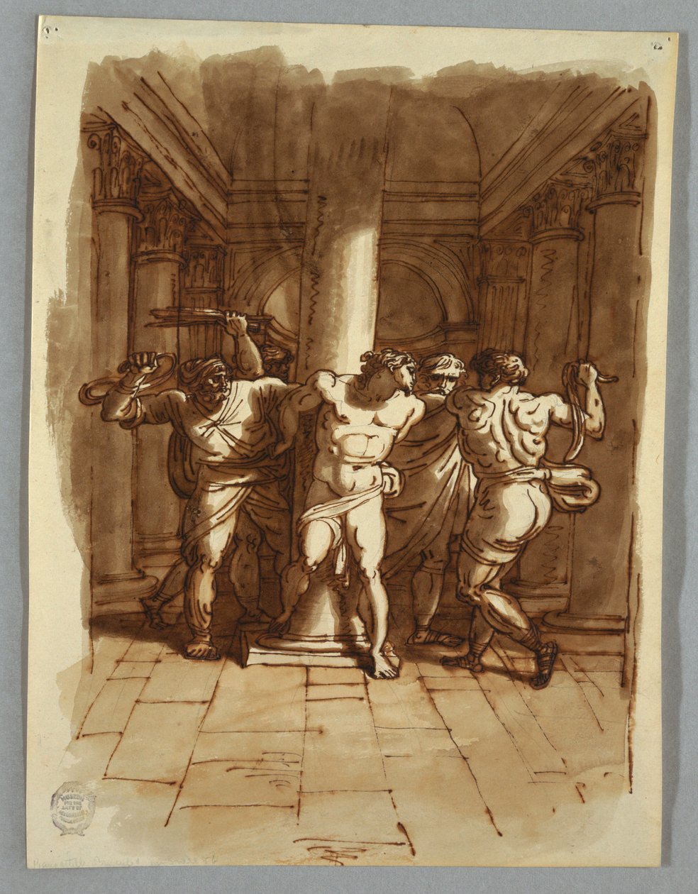素描，素描簿页面：耶稣受难，1810-15 年 作者 菲利斯·贾尼