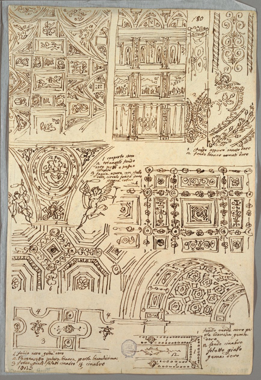 七项四边形天花板研究；背面：两项手臂解剖研究 作者 菲利斯·贾尼