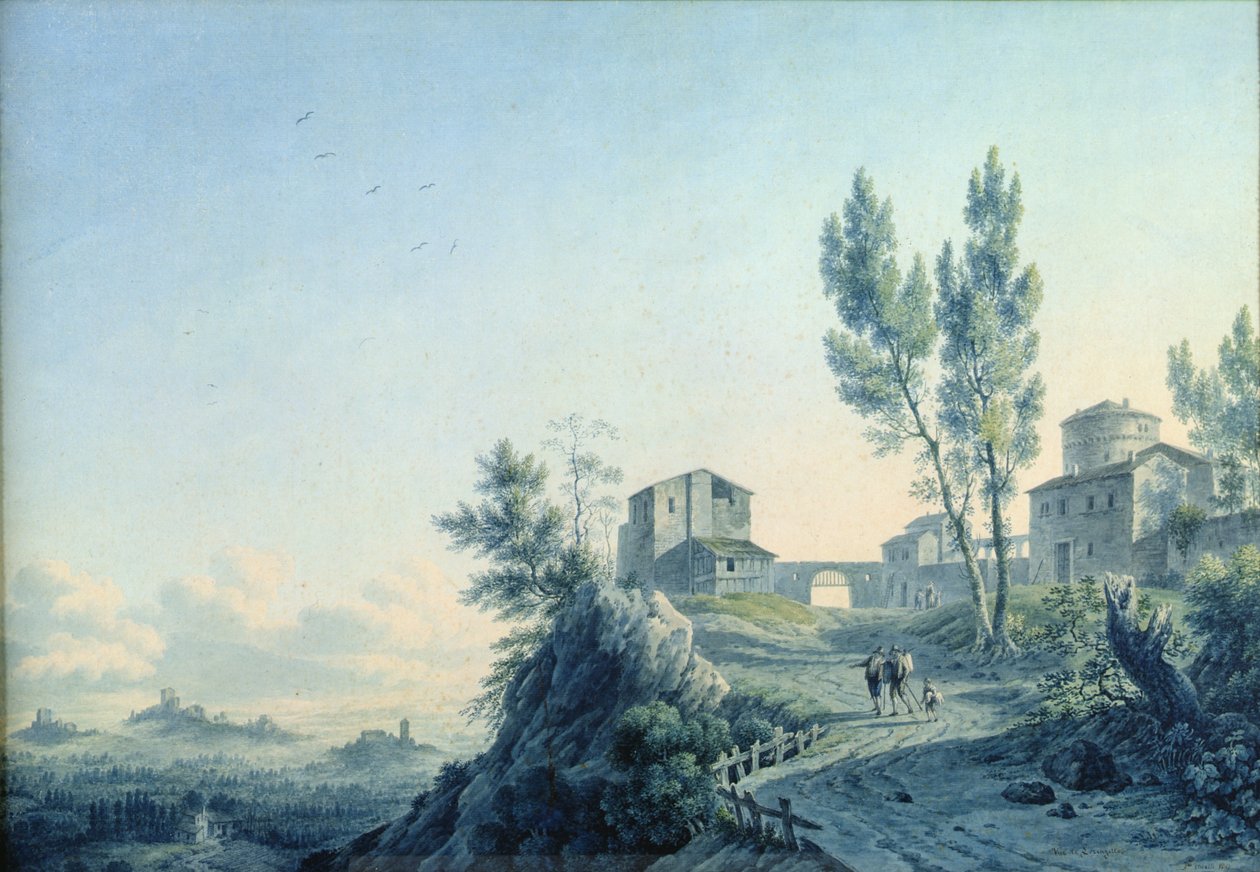 Lorenzetto城堡，卡斯塔涅托，1803年（纸上wc） 作者 菲利斯·玛丽·费迪南德·斯托雷利