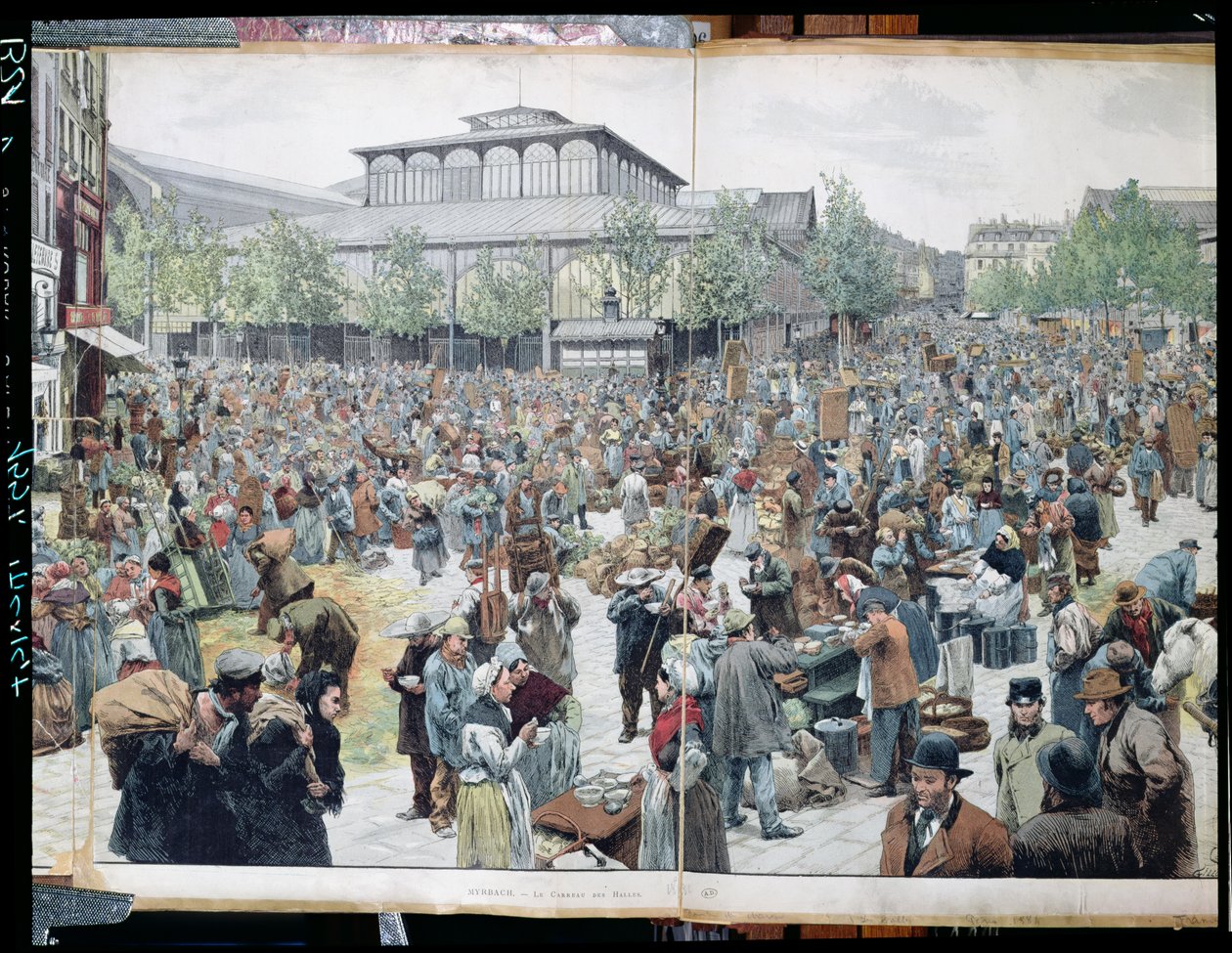 Les Halles的视图，1885年 作者 Felicien男爵de Myrbach Rheinfeld