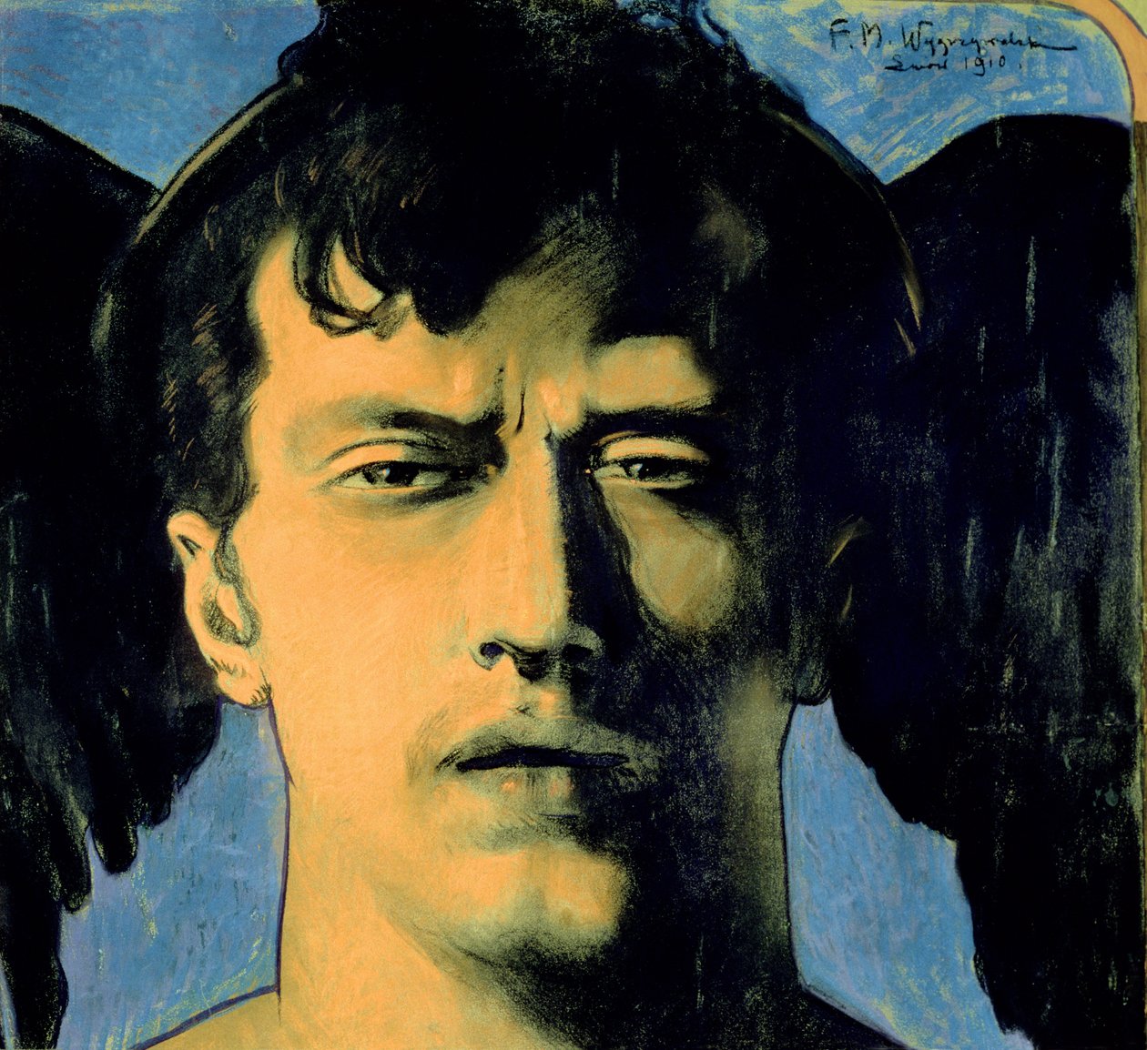 自画像，1910年（纸上粉彩与瘟疫） 作者 Feliks Michal Wygrzywalski