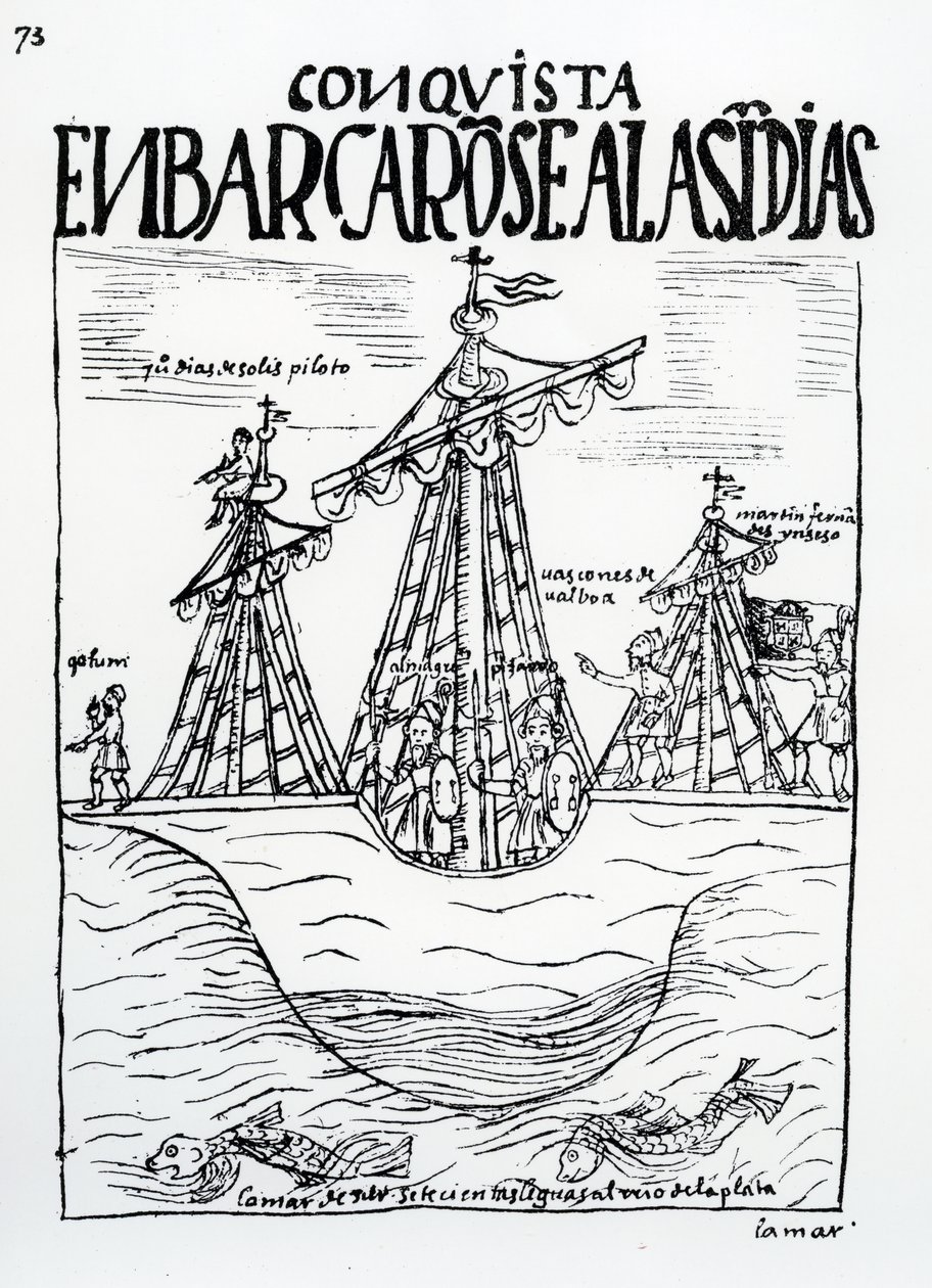 Christopher Columbus，Juan Diaz de Solis，Diego de Almagro，Francisco Pizarro，Vasco Nunez de Balboa和Martin Fernandez de Enciso的新世界之旅 作者 费利佩·华曼·波马·德·阿亚拉