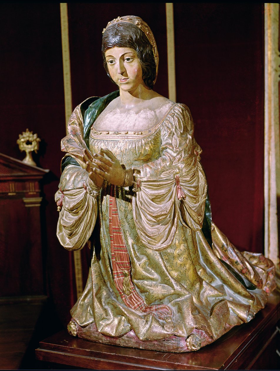 卡斯蒂利亚的伊莎贝拉（1451-1504）在祷告中，1520-22（多彩木） 作者 Felipe Bigarny或Vigarny
