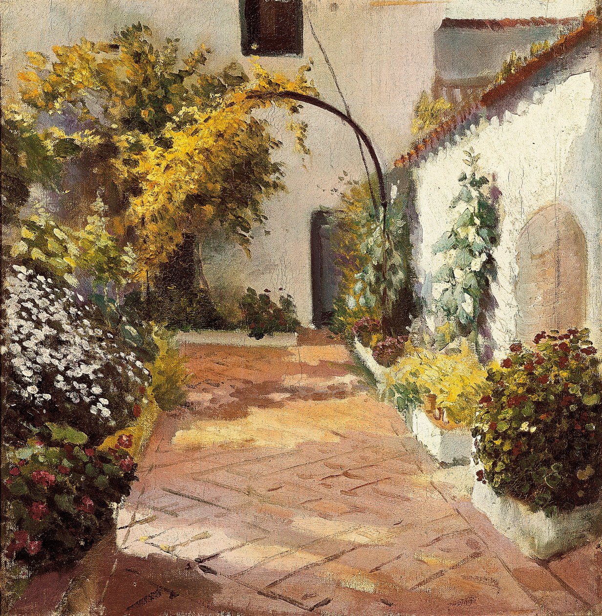 Patio de monjas (Convent courtyard). Painting made in Marmolejo in the province of Jaen in Spain. Oil on canvas by Felipe Abarzuza (1871-1948), first half of the 20th century. Provincial Museum of Cadiz (Cadiz).   1400408   zh       chinese Successfully Tr 作者 费利佩·阿巴尔祖扎和罗德里格斯·德·阿里亚斯