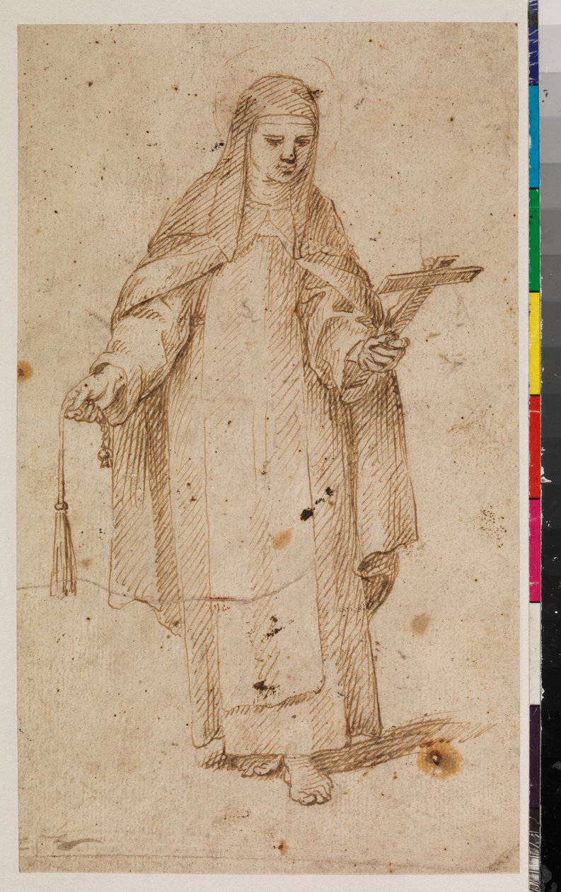 圣玛丽亚-玛格达莱纳-德-帕齐，1669 年之后（黑粉笔、钢笔和棕色墨水的痕迹，印在铺纸上） 作者 费利佩·戈麦斯·德·瓦伦西亚
