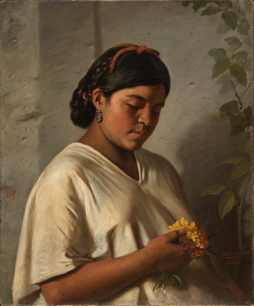 印度女人与万寿菊，1876年 作者 费利佩·圣地亚哥·古铁雷斯