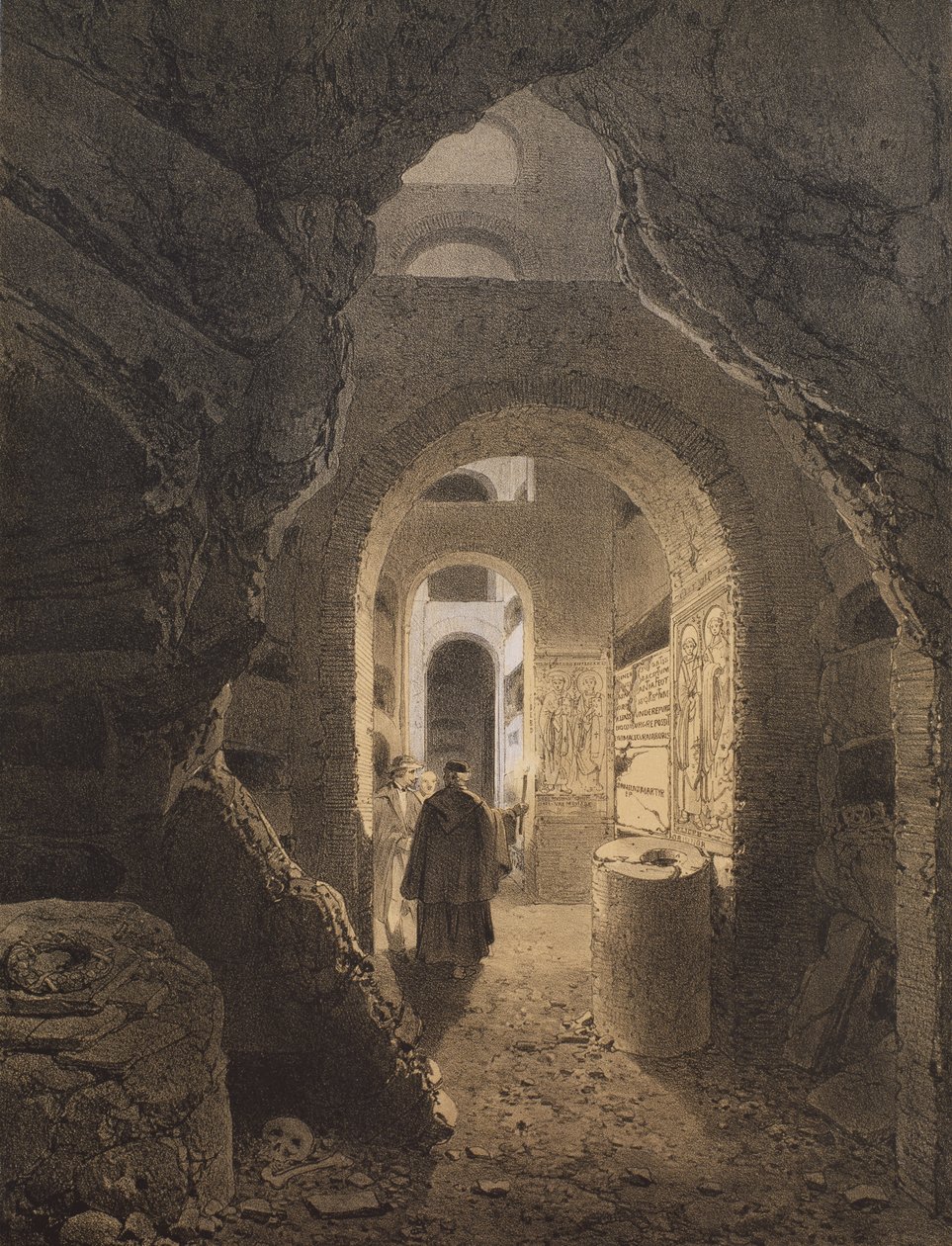 罗马的San Calixto地下墓穴，插图来自专辑&39;Rome dans sa granddeur&39;，1870年 作者 费利克斯·贝诺斯特