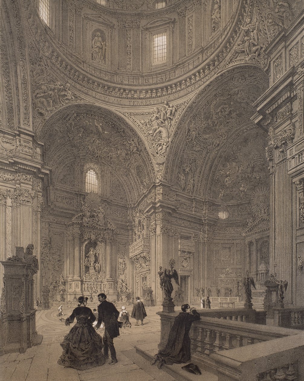 Loyola，Chiesa del Gesu圣伊格内修斯教堂，插图来自专辑&39;Rome dans sa granddeur&39;，1870 作者 费利克斯·贝诺斯特