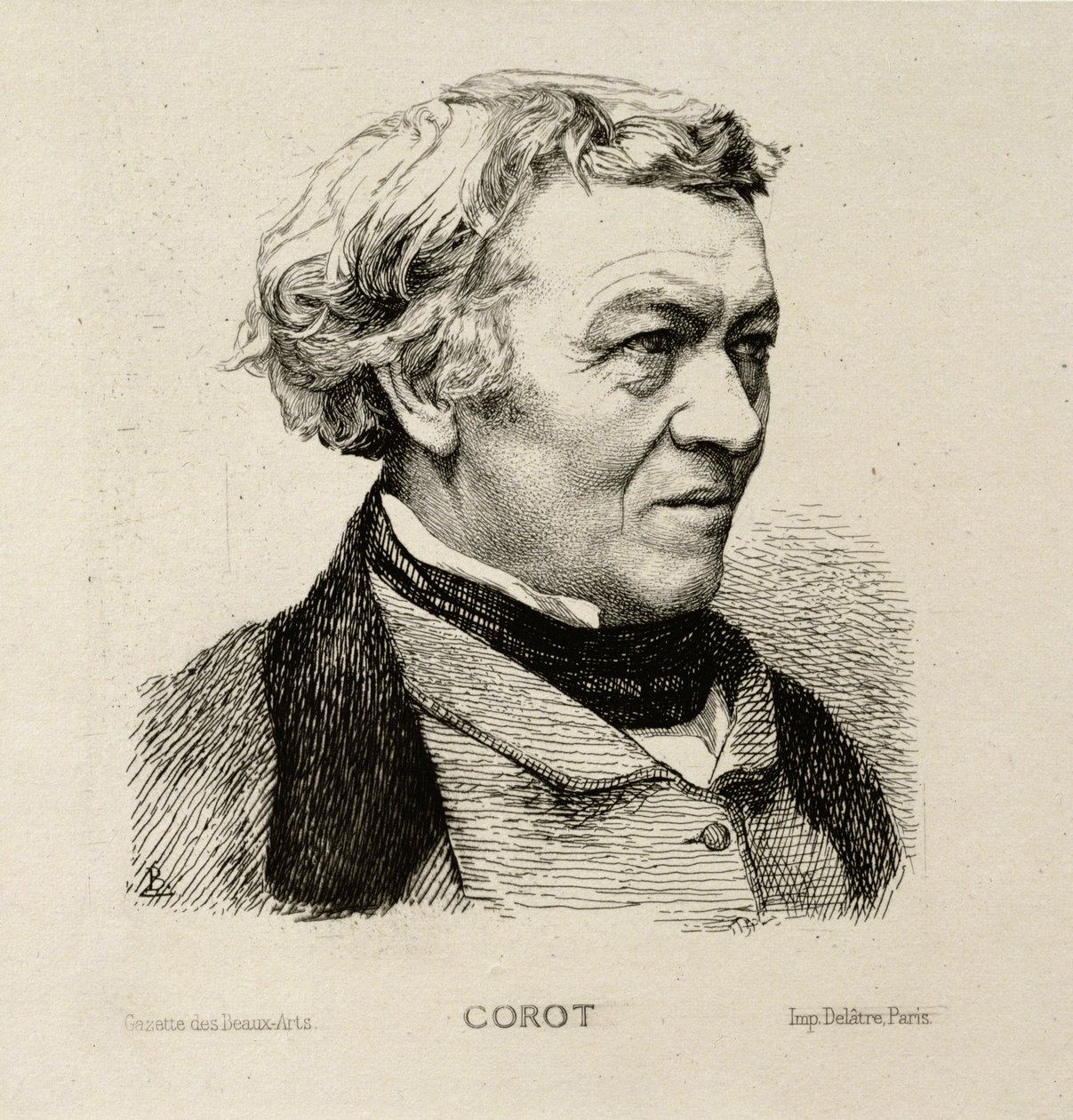 Camille Corot（1796-1875）1861年的肖像 作者 费利克斯·布拉克蒙德