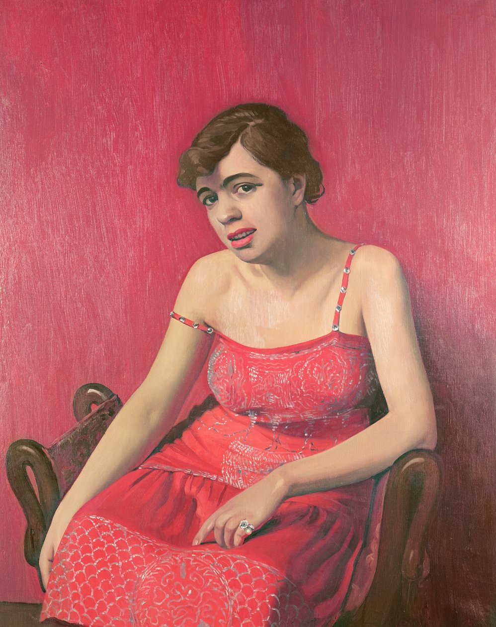 罗马尼亚女人穿着红色，1925年 作者 费利克斯·爱德华·瓦洛顿