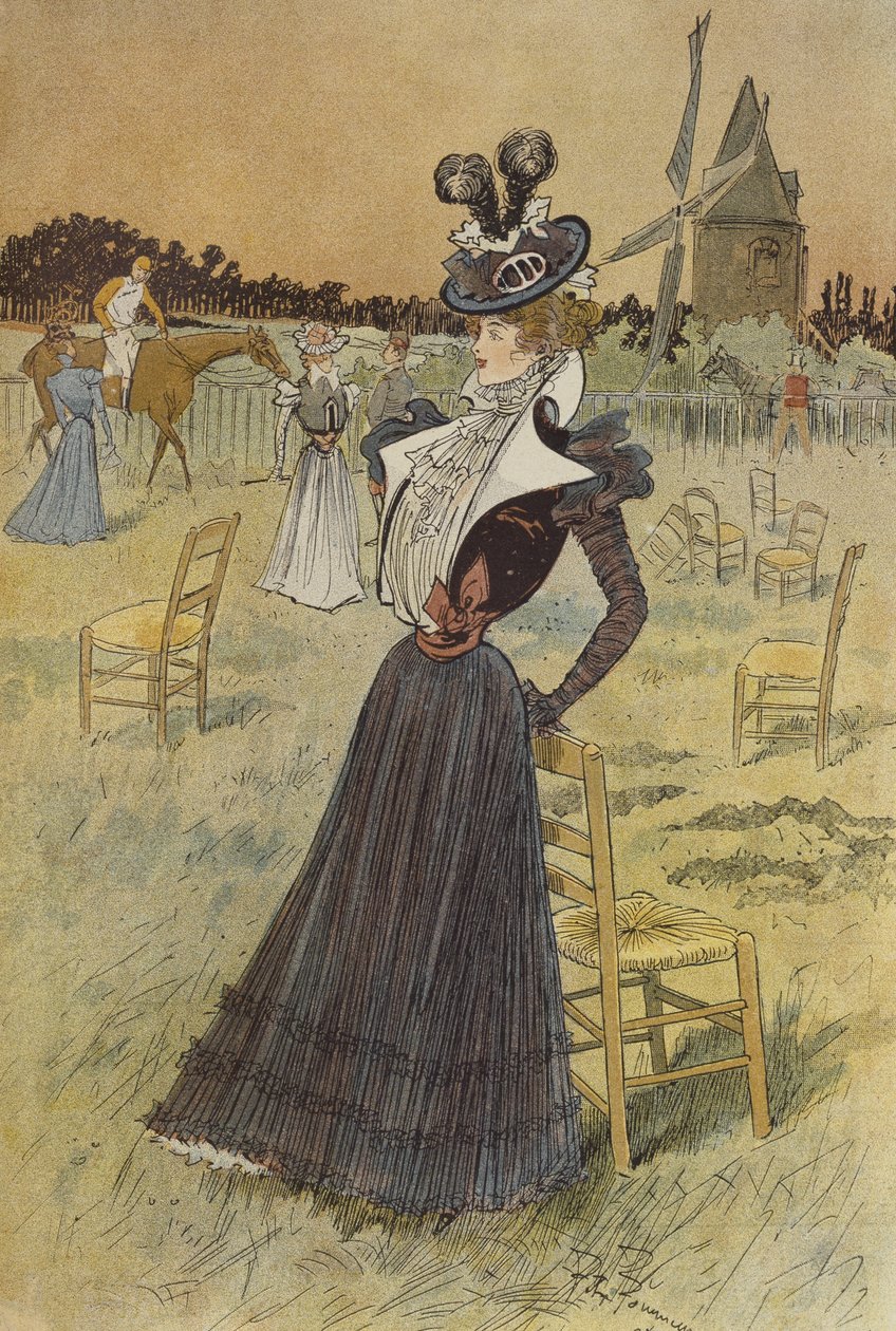 时装板，在Longchamp，插图来自&39;新时尚&39;，1897年 作者 费利克斯·富纳（Felix Fournery）