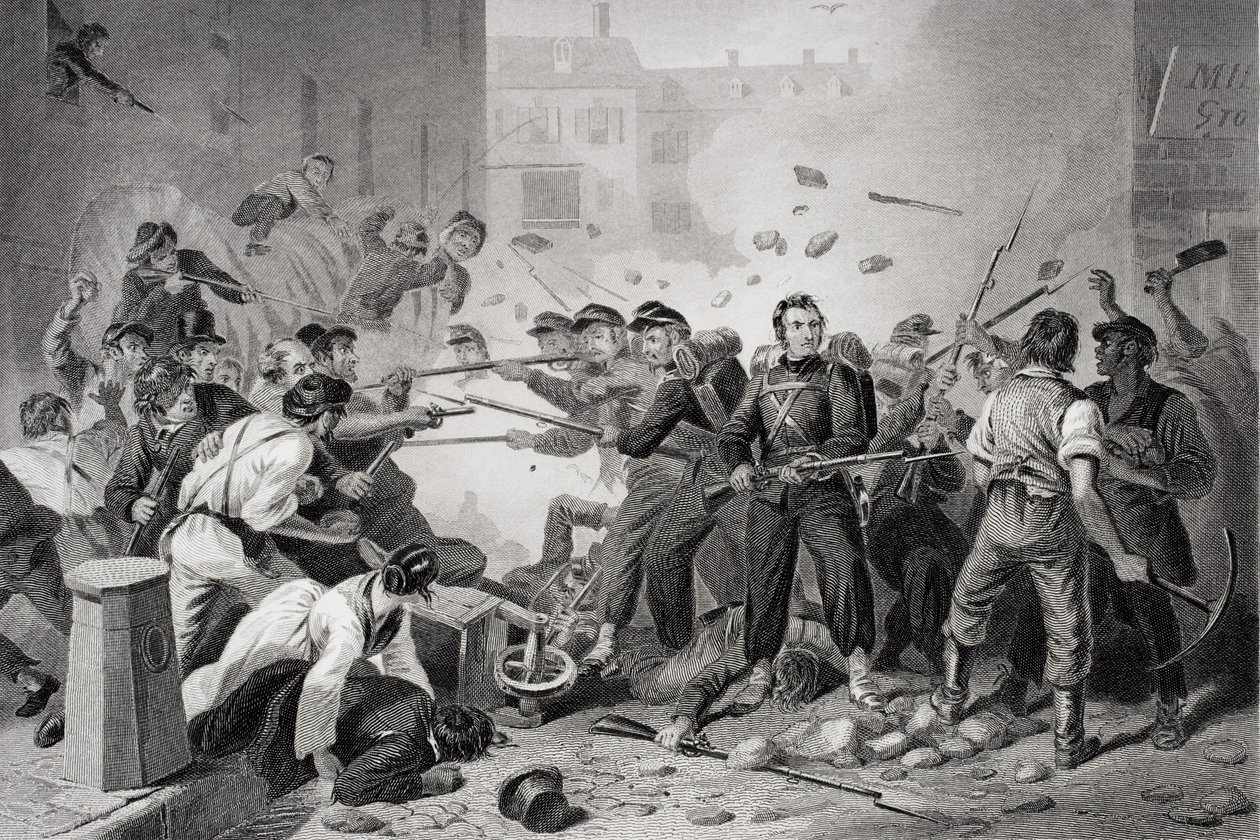 1861年，马萨诸塞州的民兵经过巴尔的摩，宾夕法尼亚州 作者 费利克斯·奥克塔维斯·卡尔·达利