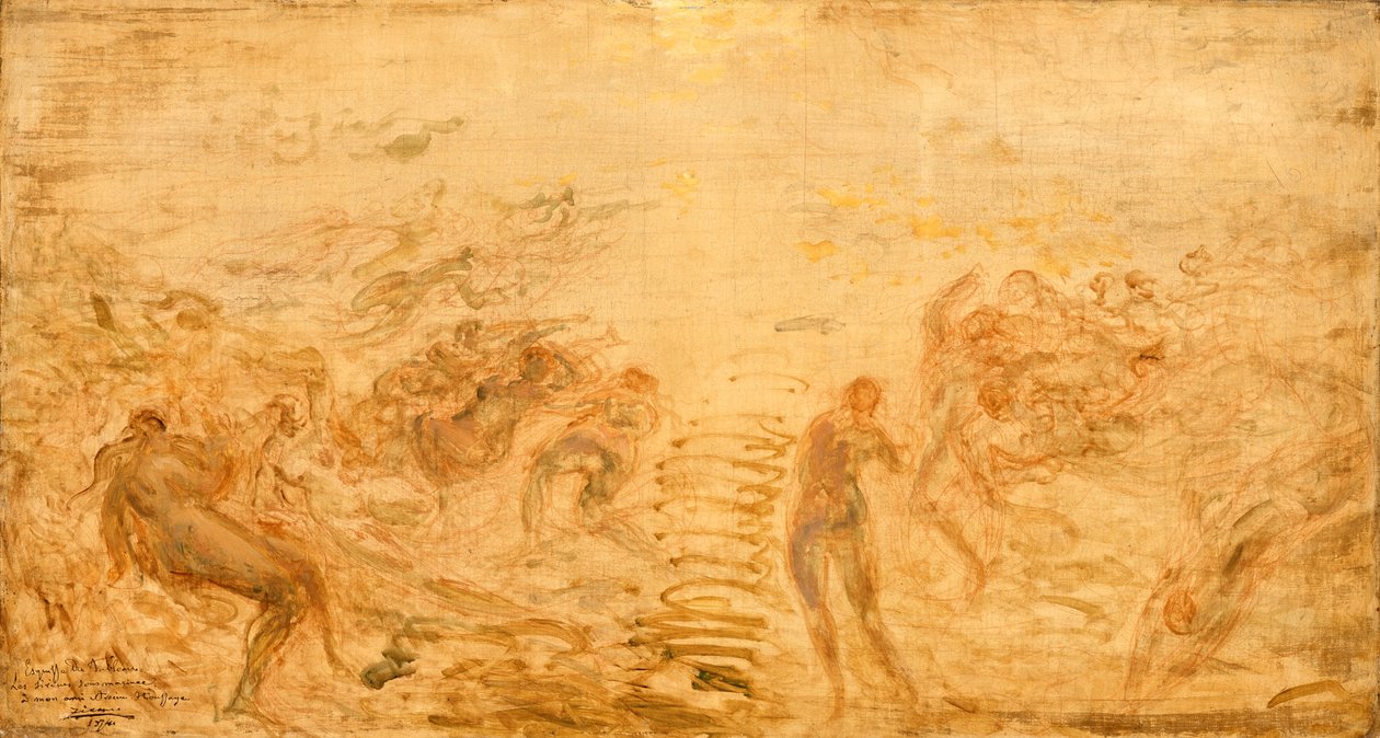 美人鱼在水下，1874年 作者 费利克斯·齐姆