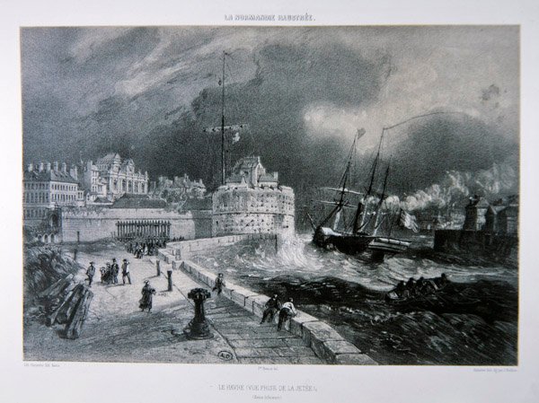 勒阿弗尔的码头，摘自《诺曼底画报》第一卷，由夏彭蒂埃雕刻，1852年在南特出版（平板）。 作者 菲利克斯（后）拜诺伊斯特