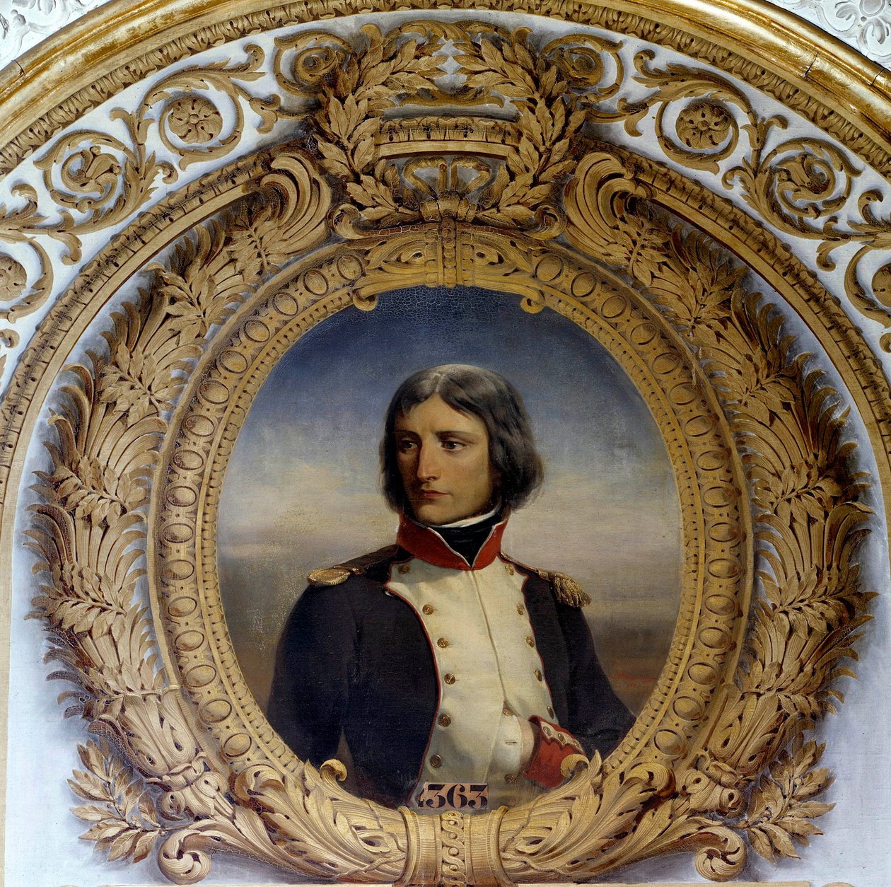 拿破仑·波拿巴 (1769-1821) 的肖像，身着制服，1792 年担任科西嘉第一营的中校 亨利-费利克斯-埃马纽埃尔·菲利普托 (Henri-Felix-Emmanuel Philippoteaux) (1815-1884) 作画，1834 年 0,8x0,6 m。 作者 菲利克斯（后）菲利普波特