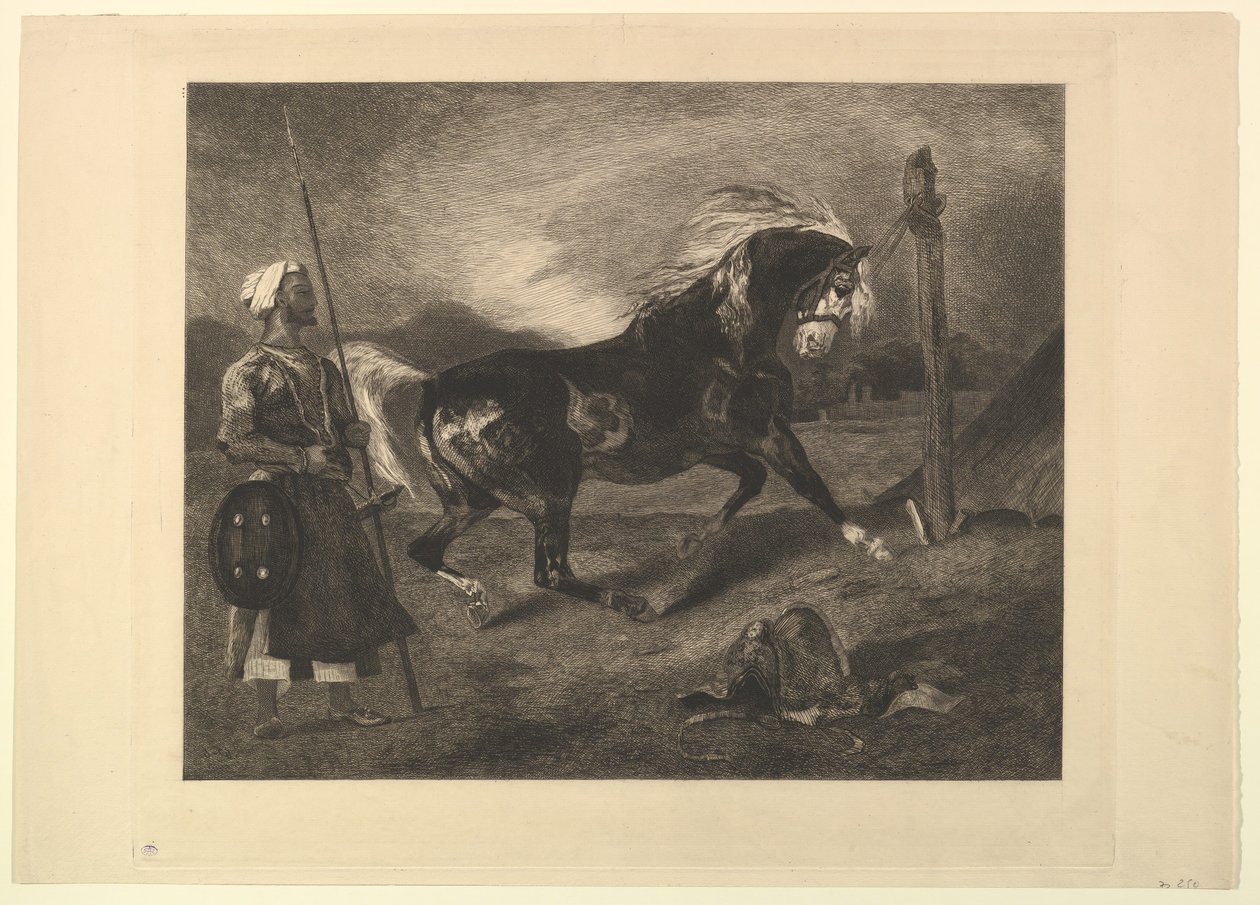 1857年德拉克洛瓦（Delacroix）之后，有利益的阿拉伯马。 作者 费利克斯·布拉克蒙德