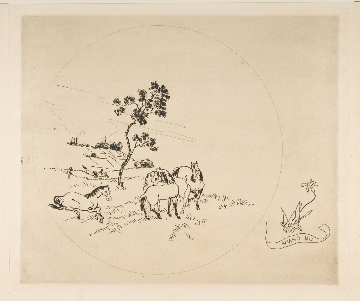 盘子装饰：一场，1870年。 作者 费利克斯·布拉克蒙德
