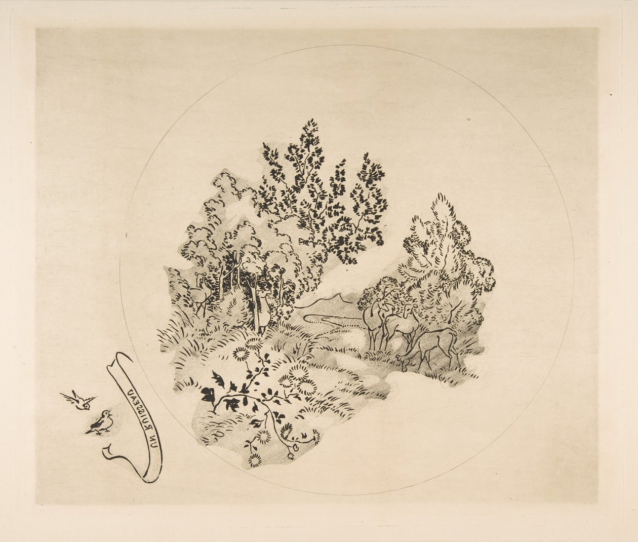 盘子装饰：一条小溪，1870年。 作者 费利克斯·布拉克蒙德