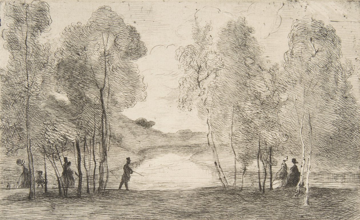 布洛涅湖（Bois de Boulogne），1858年左右。 作者 费利克斯·布拉克蒙德