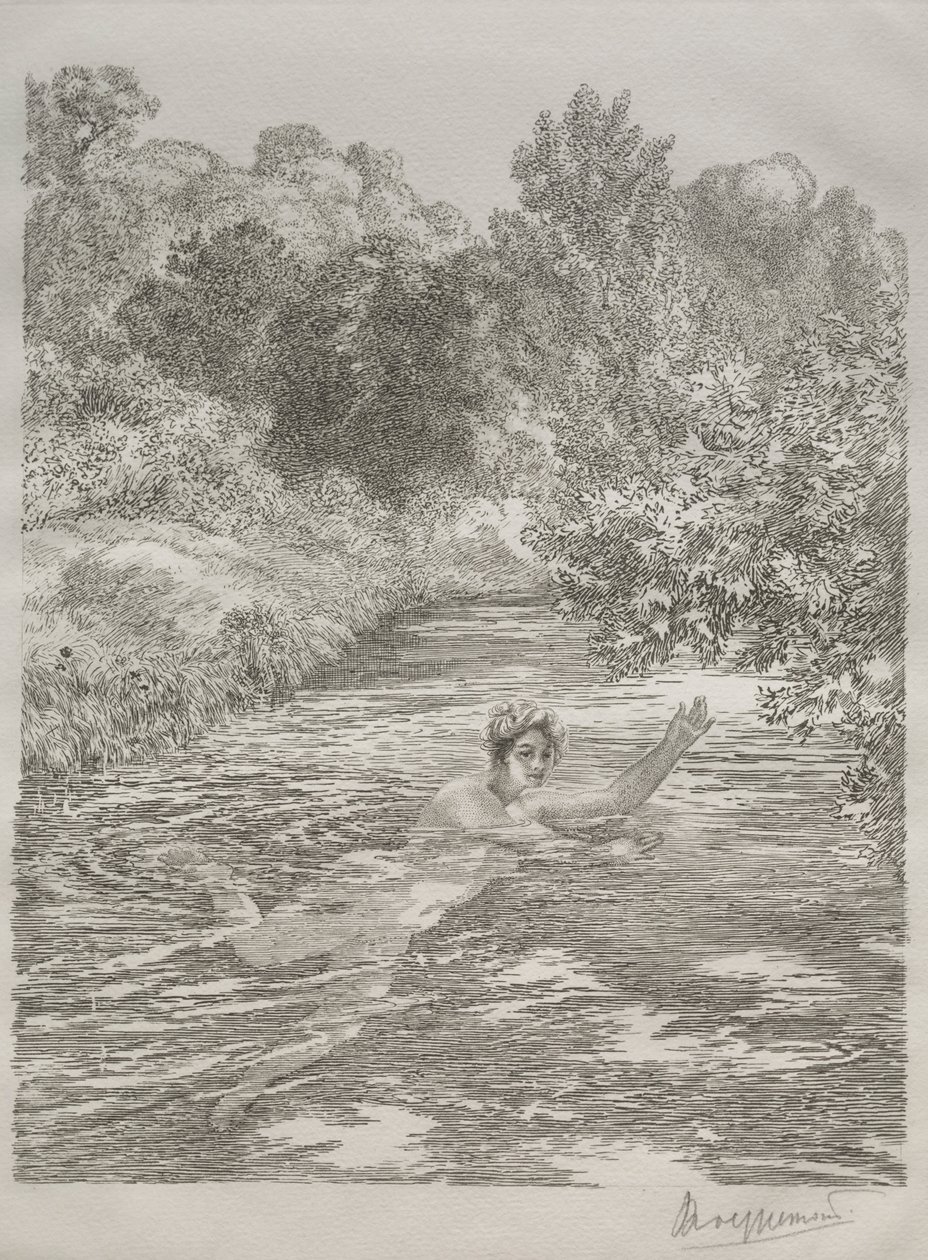 沐浴者c。 1860-70。 作者 费利克斯·布拉克蒙德