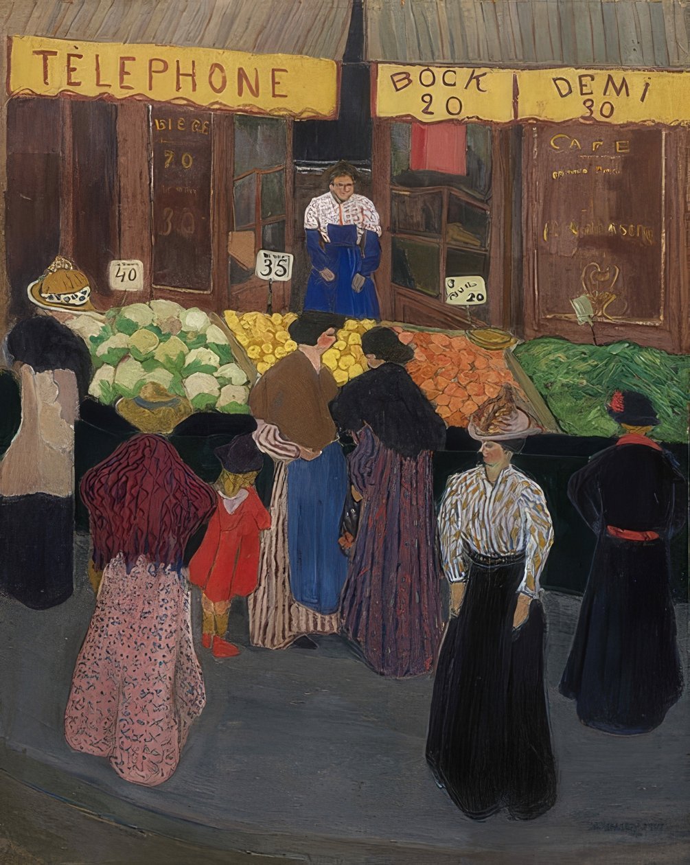 在市场上（Aumarché）。约于1895年 作者 费利克斯·爱德华·瓦洛顿